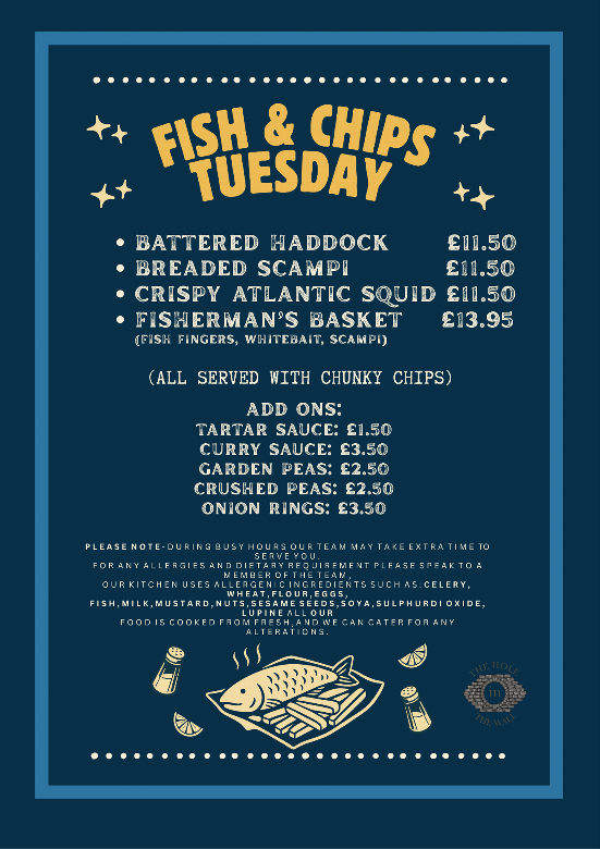 Tuesday - Fish and Chips Specials Menu